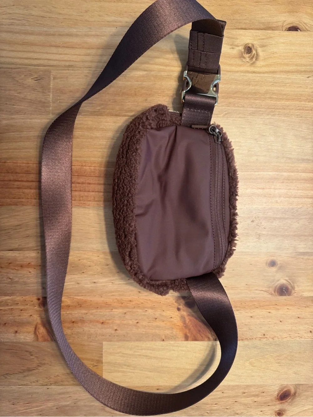 lululemon athletica Brown Sherpa Fanny Pack with Gold Zipper